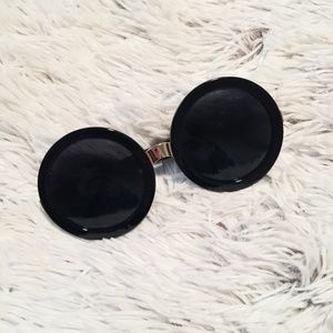 Oversized Round Sunglasses with Gold Accents